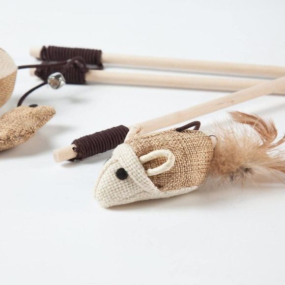 LukPaw Cat Teaser Cat Kitten Toys Set Natural Sisal Wand Teasers with Mouse - Picture 7 of 9